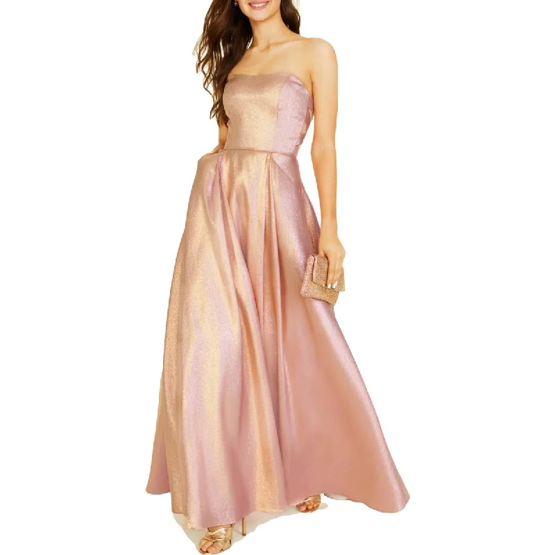 Blondie Nites Womens Juniors   Metallic Strapless Evening Dress Tunics Short Trendy