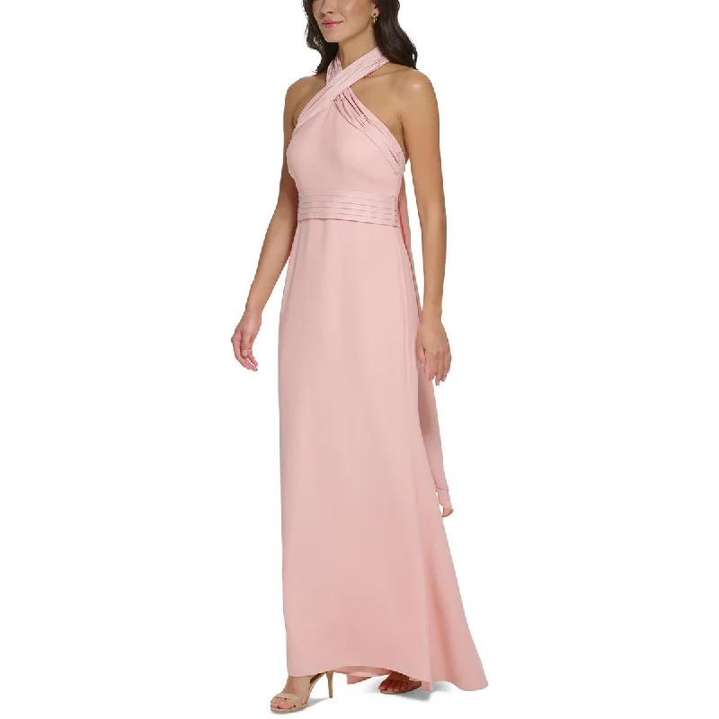 Womens Crepe Bow-Back Evening Dress Tunics Luxurious premium