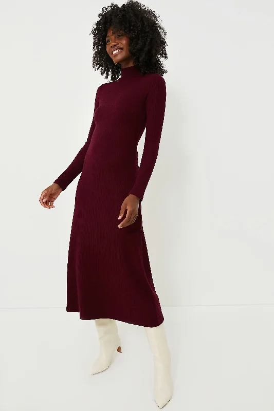 Cassis Long Sleeve Mock Neck Dress Boat Neckline Classic