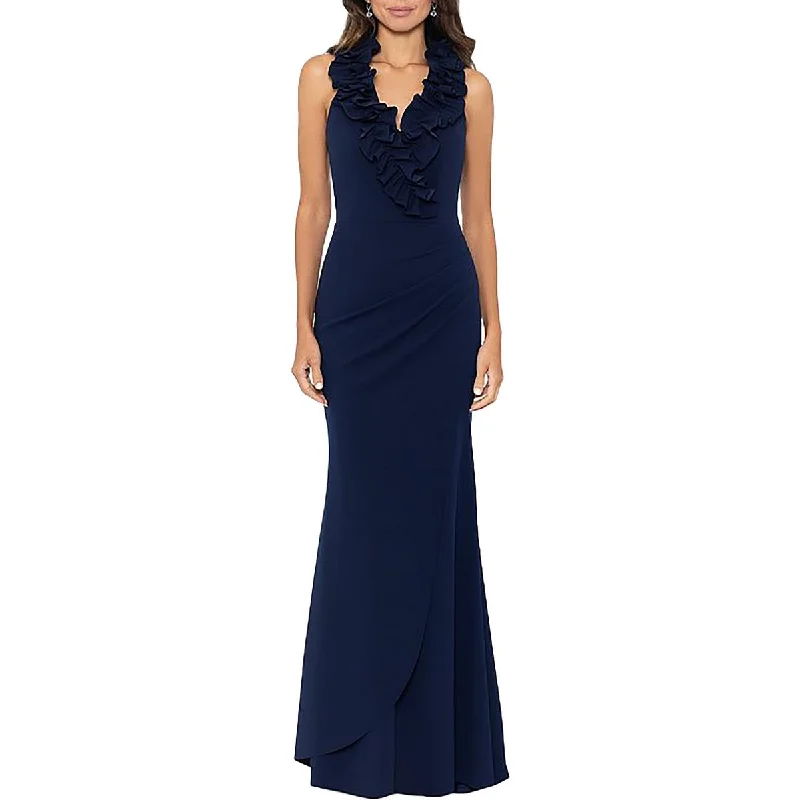 Petites Womens Ruffled Long Evening Dress Tunics Trendy modern