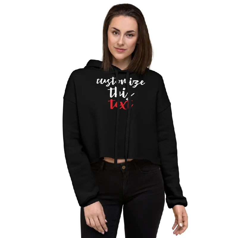 Personalize Custom Text Women's Cropped Hoodie | Bella + Canvas 7502 Hoodie with Crew Neck Simple Timeless Personalize Custom Text Women's Cropped Hoodie | Bella + Canvas 7502 Hoodie with Crew Neck Simple Timeless