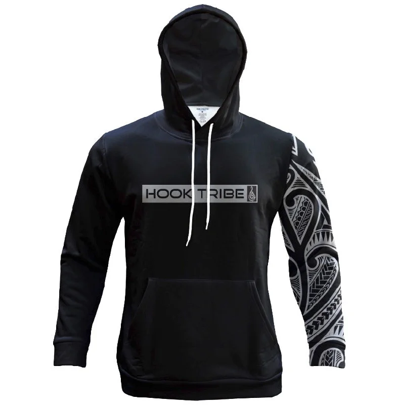 Sleeve Hoodie (Black/Grey) Hoodie with Crew Neck Simple Timeless