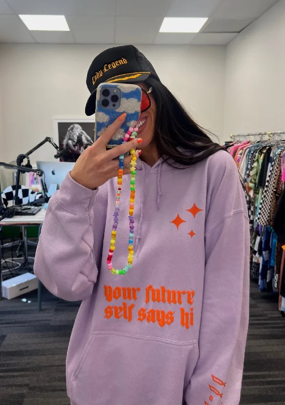Your Future Self Says Hi Hoodie Hoodie with Hem Embroidery Detailed Premium