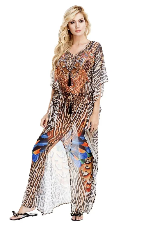 Club Moda :Women's Long Caftan Dress with front Slit | Luxuriously Soft Kaftans Tunics Leisure comfortable