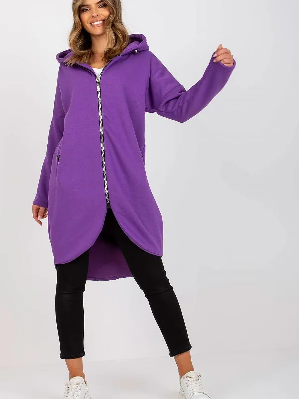 Sweatshirt Rue Paris Hoodie with Hem Detail Decorative Unique