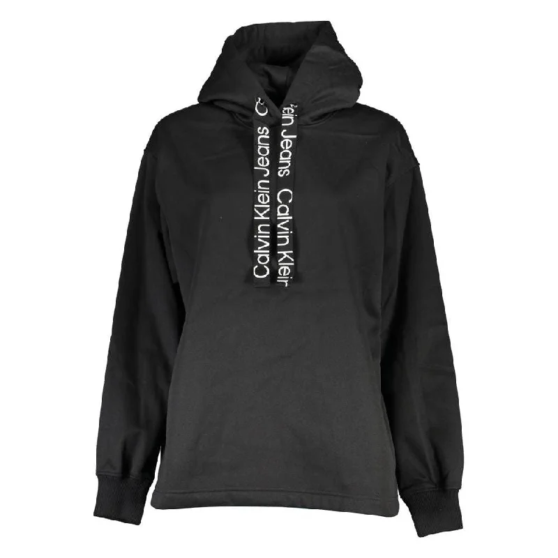 Calvin Klein Elegant Long Sleeve Fleece Hooded Sweatshirt Hoodie with Monochrome Minimalist Simple