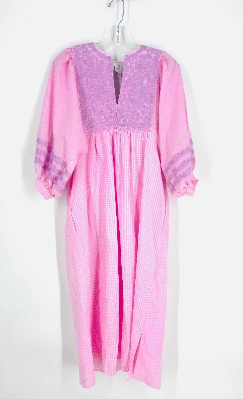 J. Marie Size XS Pink/White Gingham Embroidered NEW Dresses Dress Maxi Tunics Chic fashionable