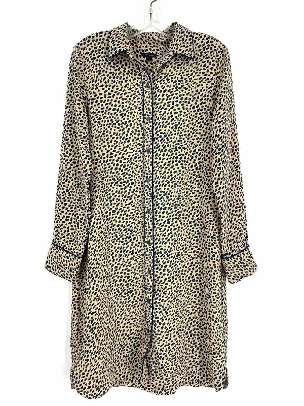 Ann Taylor Size M Tan/Black Button-down Animal Print Dresses Dress Tunics Formal black