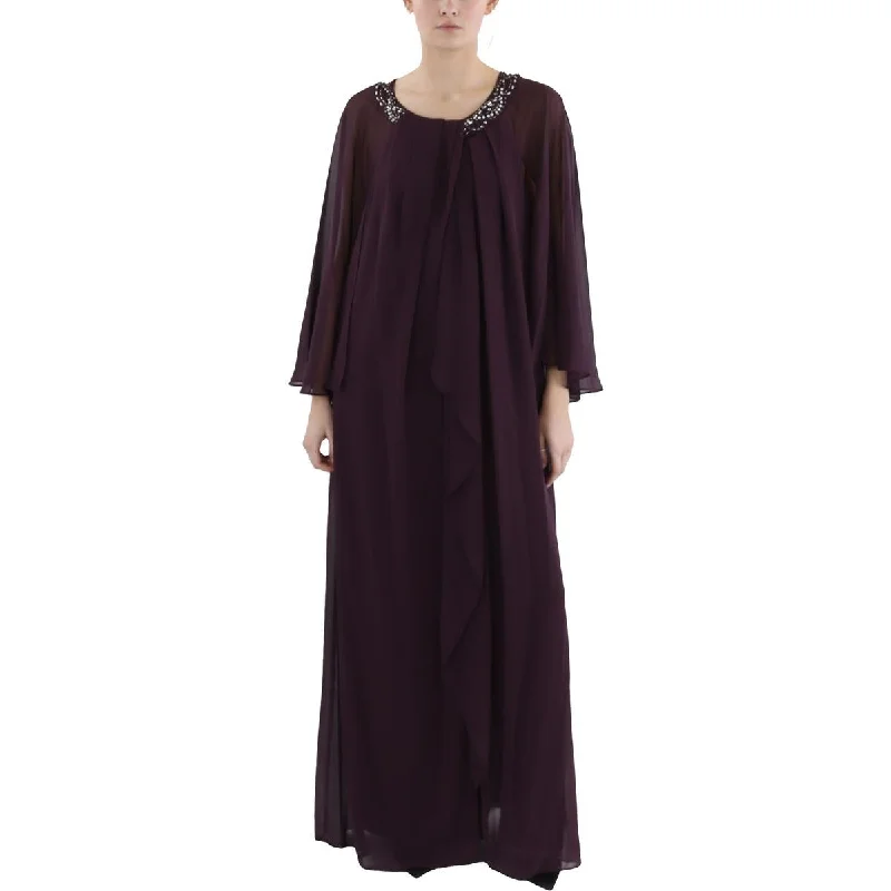 Womens Full Length Embellished Halter Dress A-Line Day Work