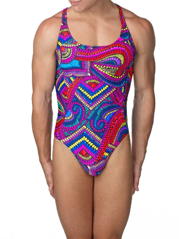 Vintage Mosaic Swimsuit Vibrant Bikini Bottoms