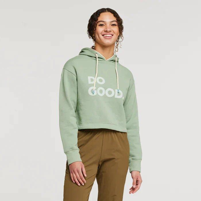 Cotopaxi Women’s Do Good Organic Crop Sweatshirt Hoodie with Raw Hem Edgy Unfinished Cotopaxi Women’s Do Good Organic Crop Sweatshirt Hoodie with Raw Hem Edgy Unfinished