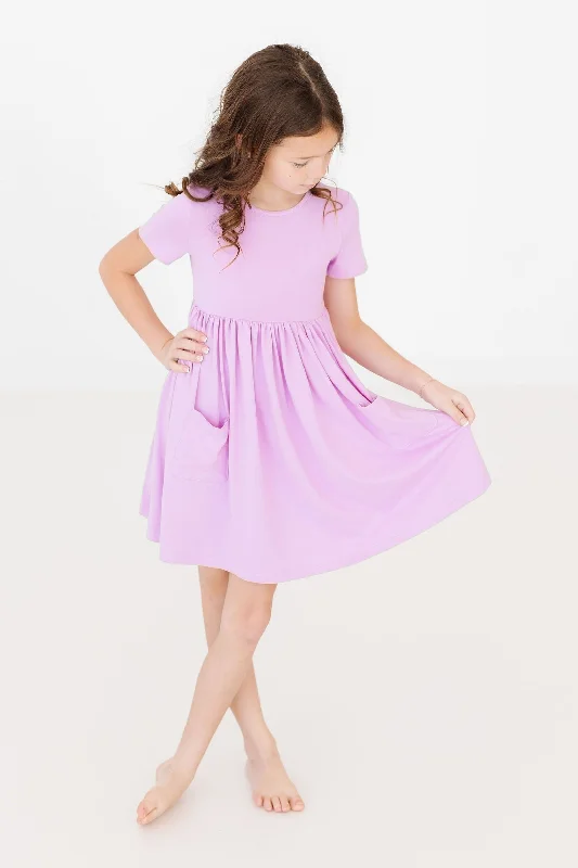 Bright Lilac S/S Pocket Twirl Dress Bodycon Club Sequined