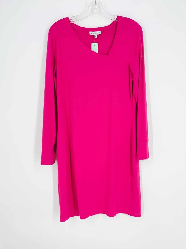 Anatomie Size M Hot Pink Asymmetrical Cotton Designer Dress Tunics Distressed trendy