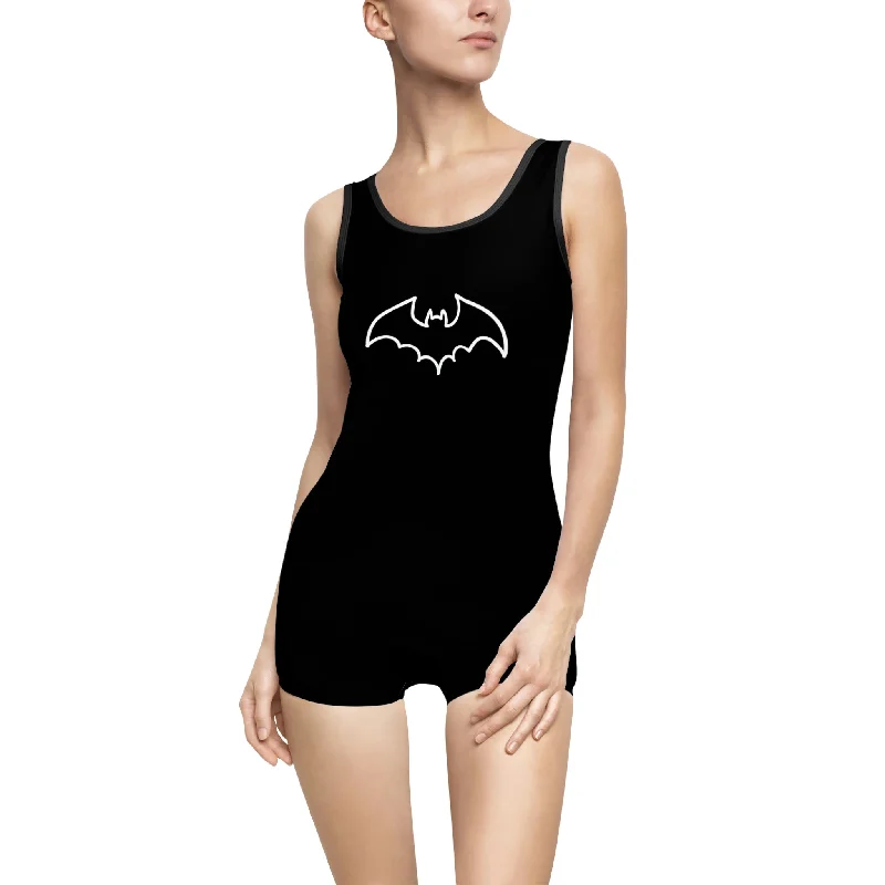 Batty Vintage Swimsuit (Xs-3x) Mesh Panel Swimwear