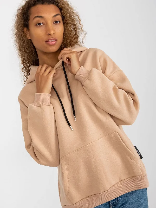 Sweatshirt Rue Paris Hoodie with Ribbed Neckline Snug Warm