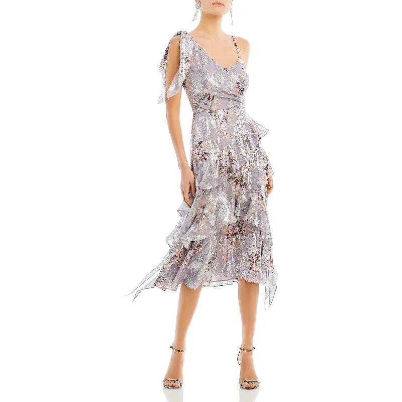Cinq a Sept Womens Trevor Silk Metallic Fit & Flare Dress Tunics Fashionable trendy