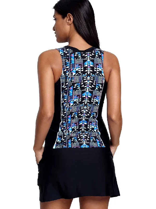 Swimsuit with Attached Mini Skirt Retro Swimwear Style