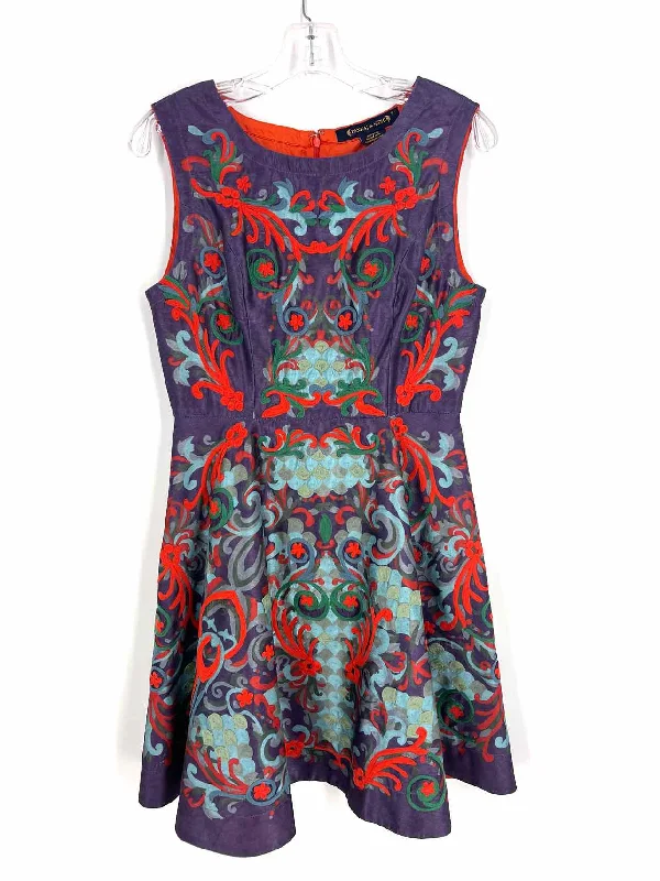 Pankaj & Nidhi Size 6 Purple/Orange Soutache Designer Dress Boatneck Modish Everyday