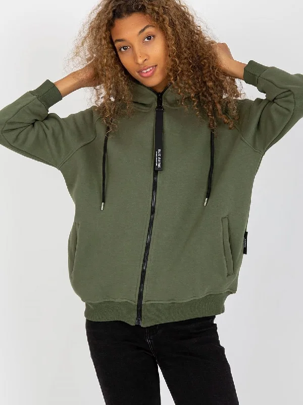 Sweatshirt Rue Paris Hoodie with Mock Neck Collared Structured