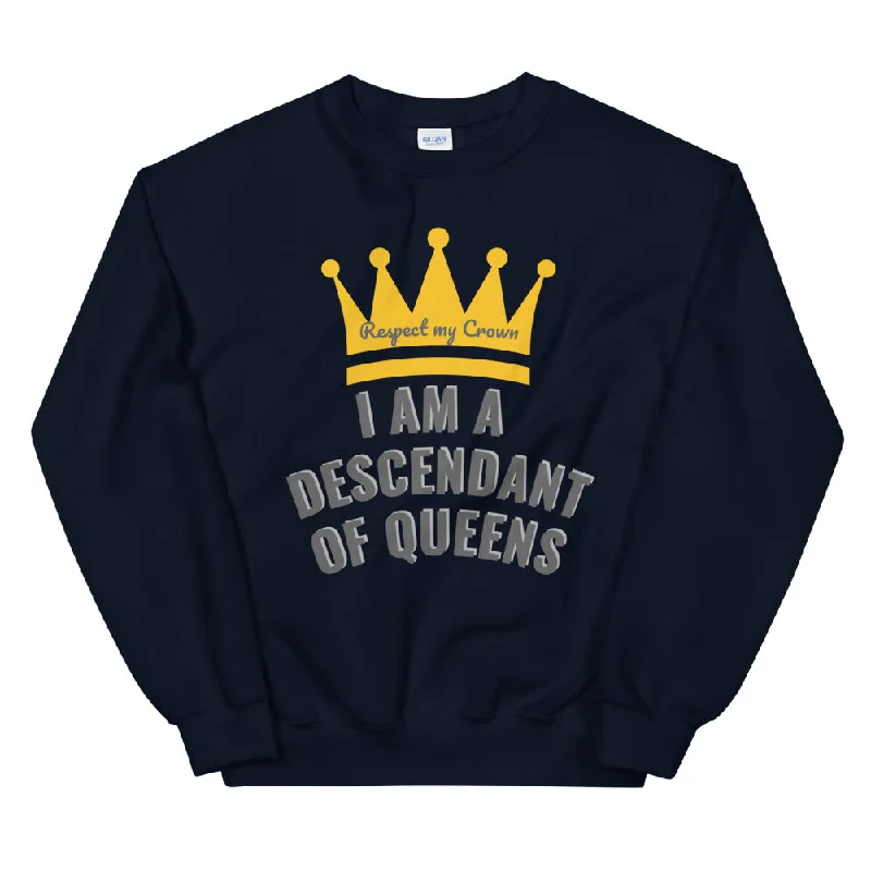 Queen Unisex Sweatshirt Hoodie with Hem Lace Feminine Delicate