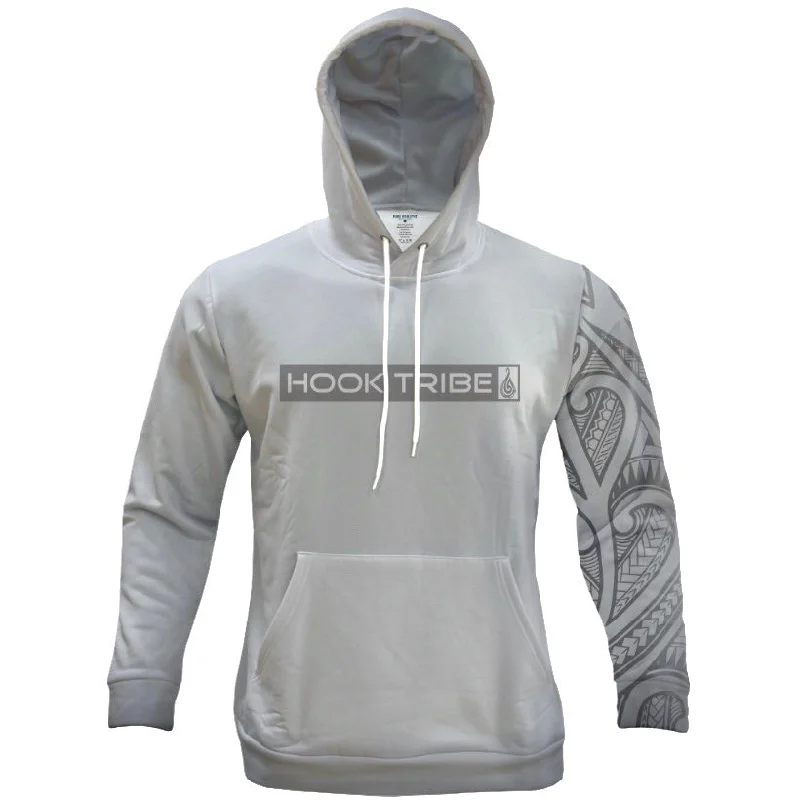 Sleeve Hoodie (Light Grey/Grey) Hoodie with Ribbed Neckline Snug Warm