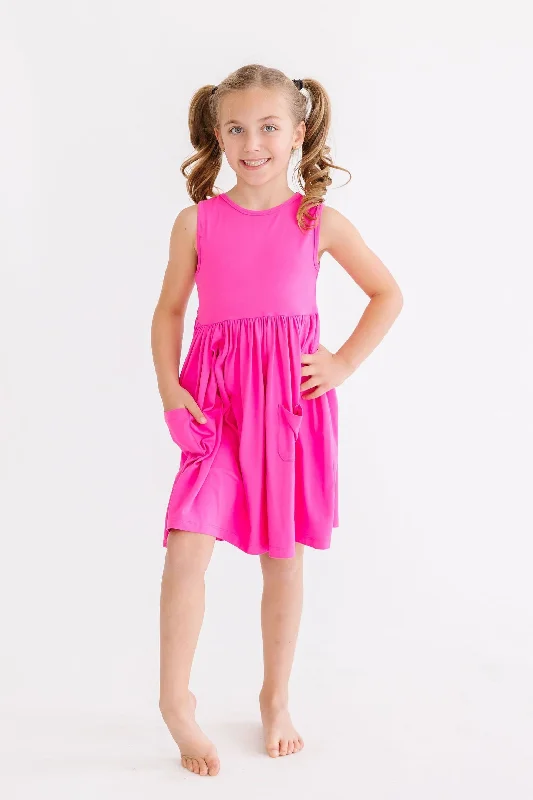 Hot Pink Tank Pocket Twirl Dress Tunics Cozy comfortable