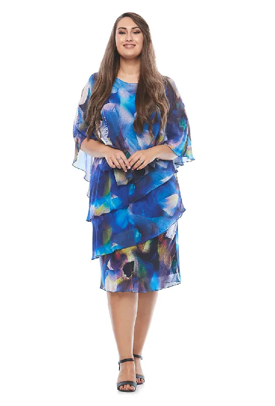 Layla Jones / Jesse Harper LJ0337 - Cape Dress Crew Neckline Casual