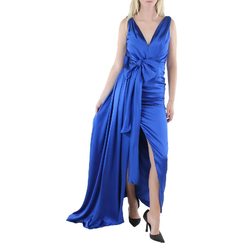 Mac Duggal Womens Satin Draped Evening Dress Tunics Designer luxury