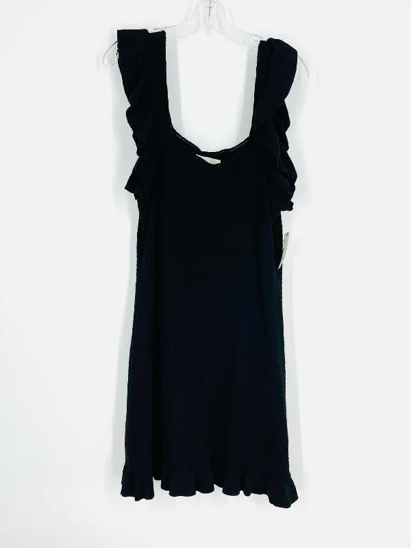 By Anthropologie Size L Black Flutter Sleeve Knit NEW Dresses Dress Tunics Versatile all-occasion