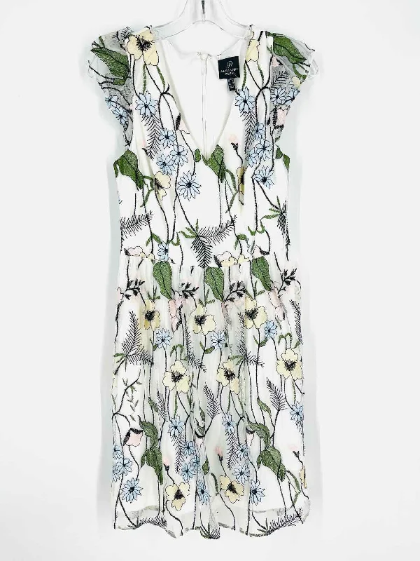 Adrianna Papell Size 6 White/Multi Floral Embroidered Dresses Dress Tunics Trousers formal