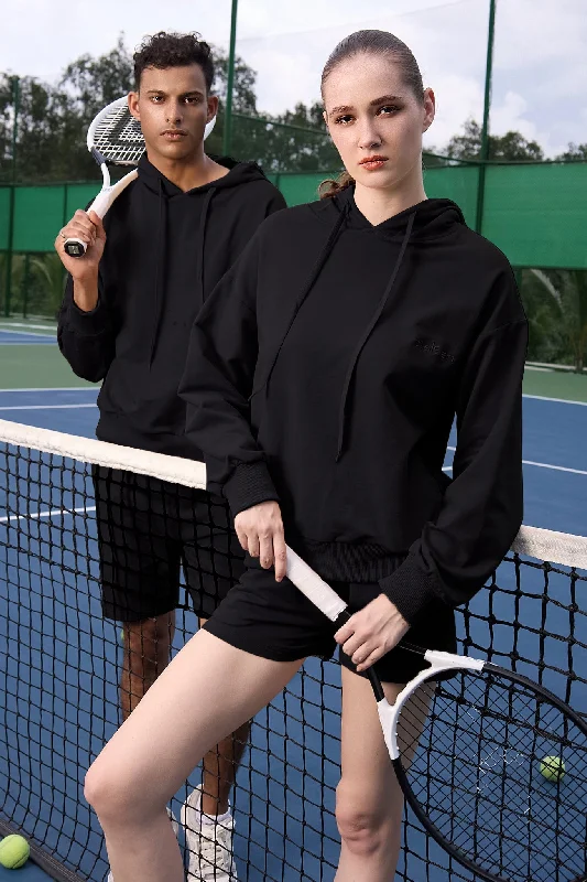 Olaben Athletic Unisex Hoodie - Black Hoodie with Cropped Fit Short Trendy