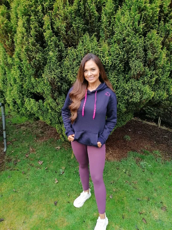 Signature Navy Hoodie Hoodie with Hem Contrast Bold Stylish