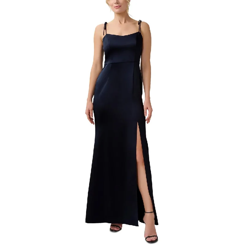 Adrianna Papell Womens Slit Satin Evening Dress Tunics Mesh breathable