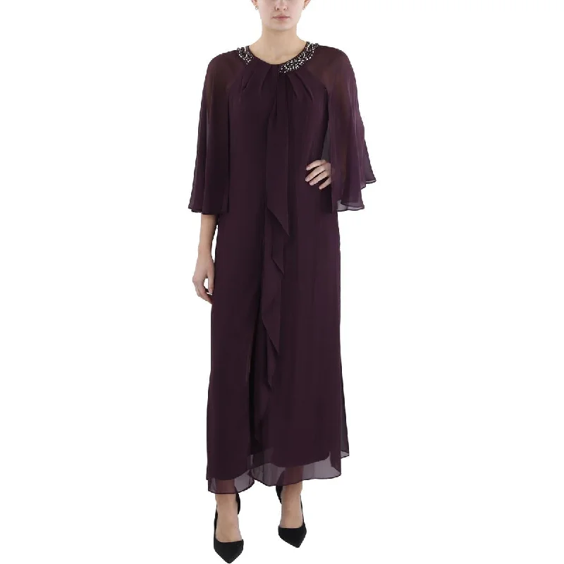 Petites Womens Full Length Embellished Evening Dress Tunics Trousers formal