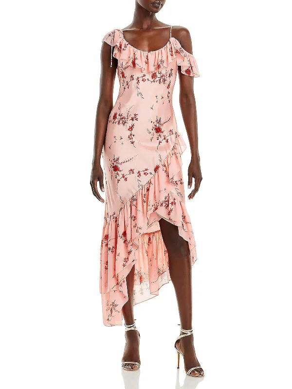 Womens FLORAL RUFFLED Slip Dress Tunics Spring floral