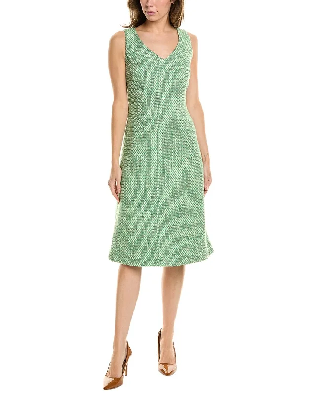 St. John Tweed Wool-Blend Dress Tunics stripes playful