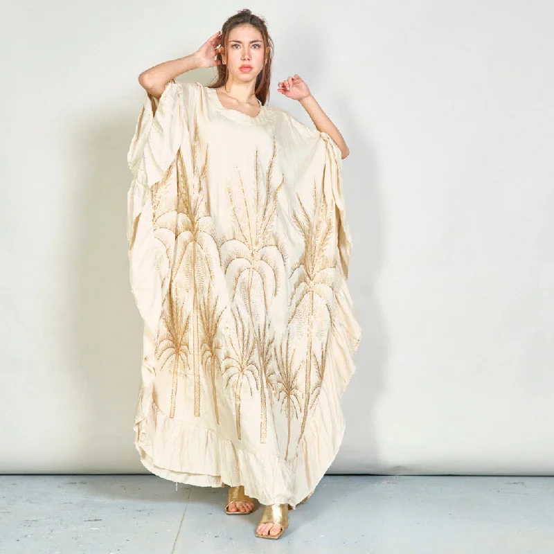 Oversize palm embroidered kaftan dress wholesale Tunics Winter warm