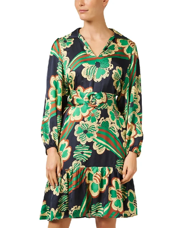 Tara Jarmon Rosie Print Dress Cowl Neckline Elegant