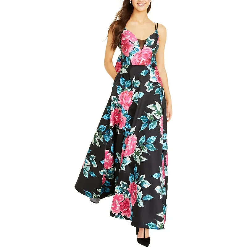 Trixxi Womens Juniors Floral Bow Back Evening Dress Pencil Office Professional