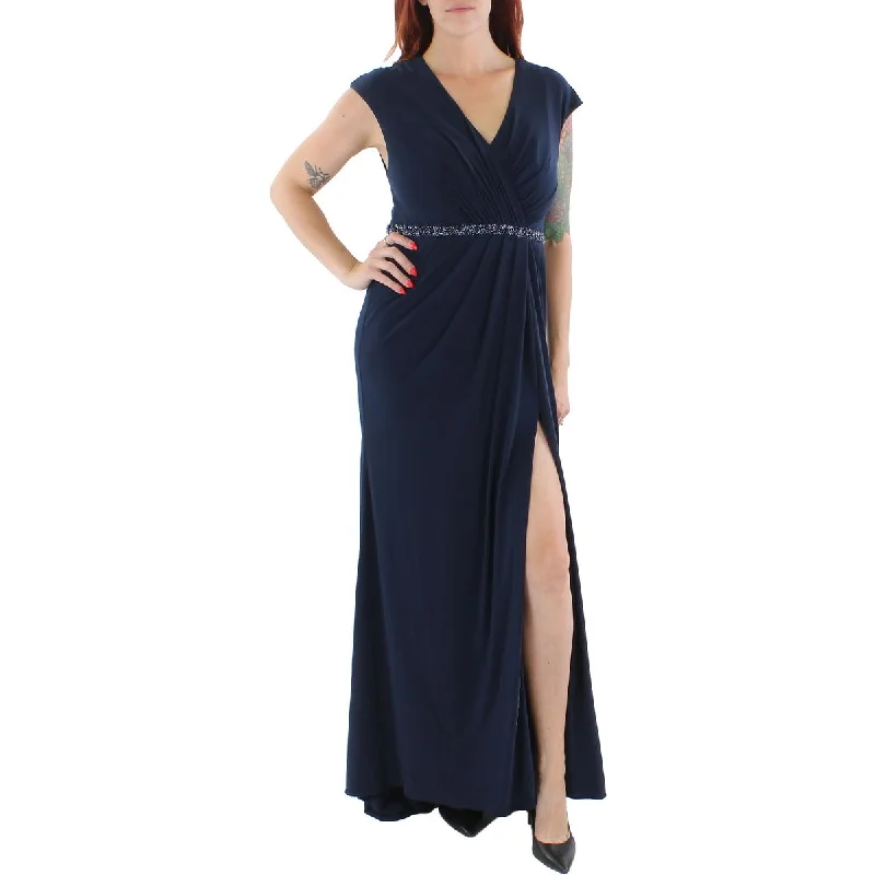 Mac Duggal Womens Faux Wrap Long Evening Dress Tunics Fall fleece