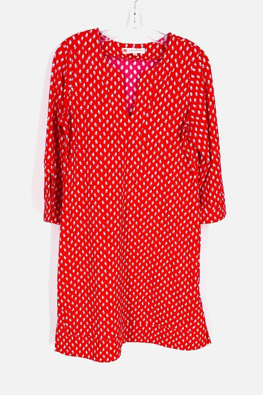 Jude Connally Size M Red/White Floral AS IS Designer Dress Tunics Chic fashionable