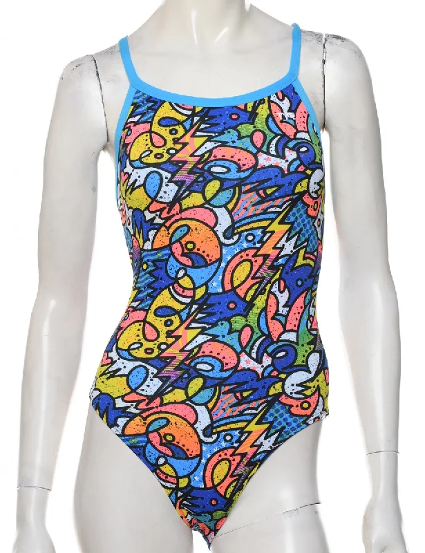 Abstract Print One-piece Swimsuit - S Casual Swim Dress