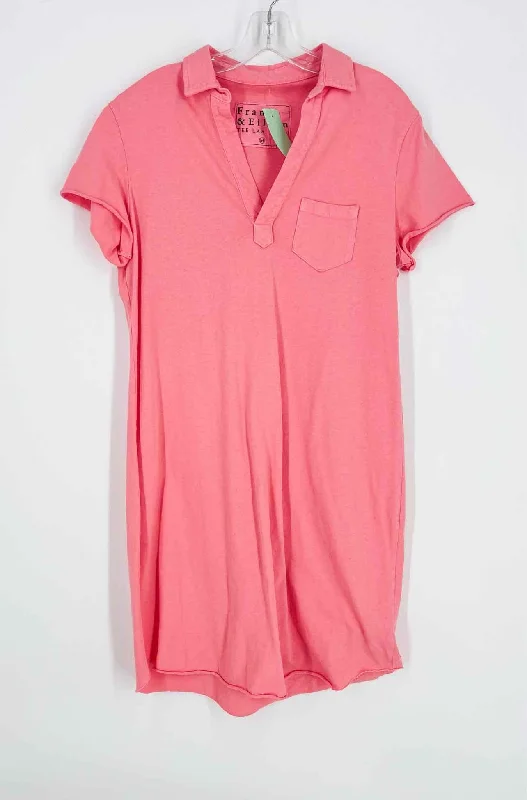 Frank & Eileen Size M Coral Collared Cotton Designer Dress Tunics Velvet soft