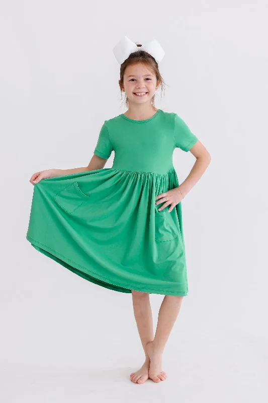 Kelly Green S/S Pocket Twirl Dress Floral Print girly