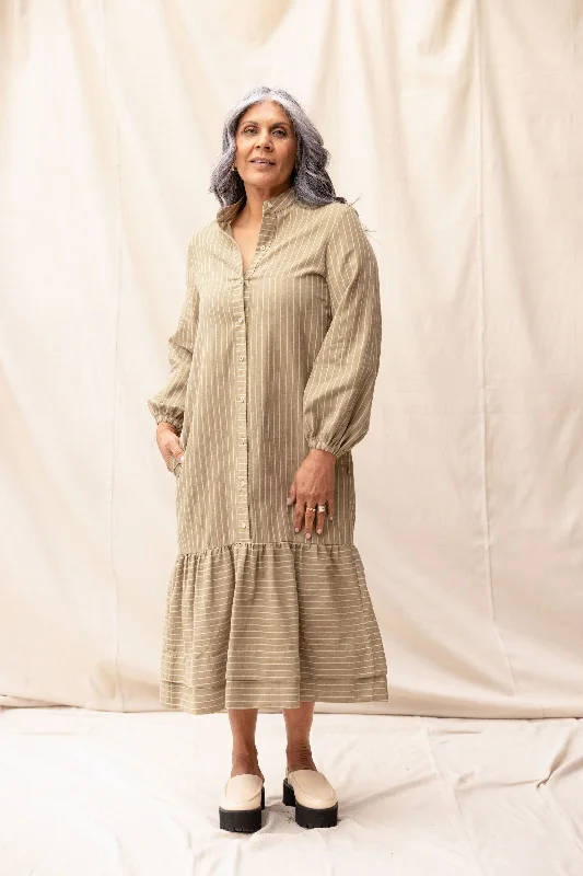 Camille Dress | Moss Stripe Tunics Sophisticated sleek