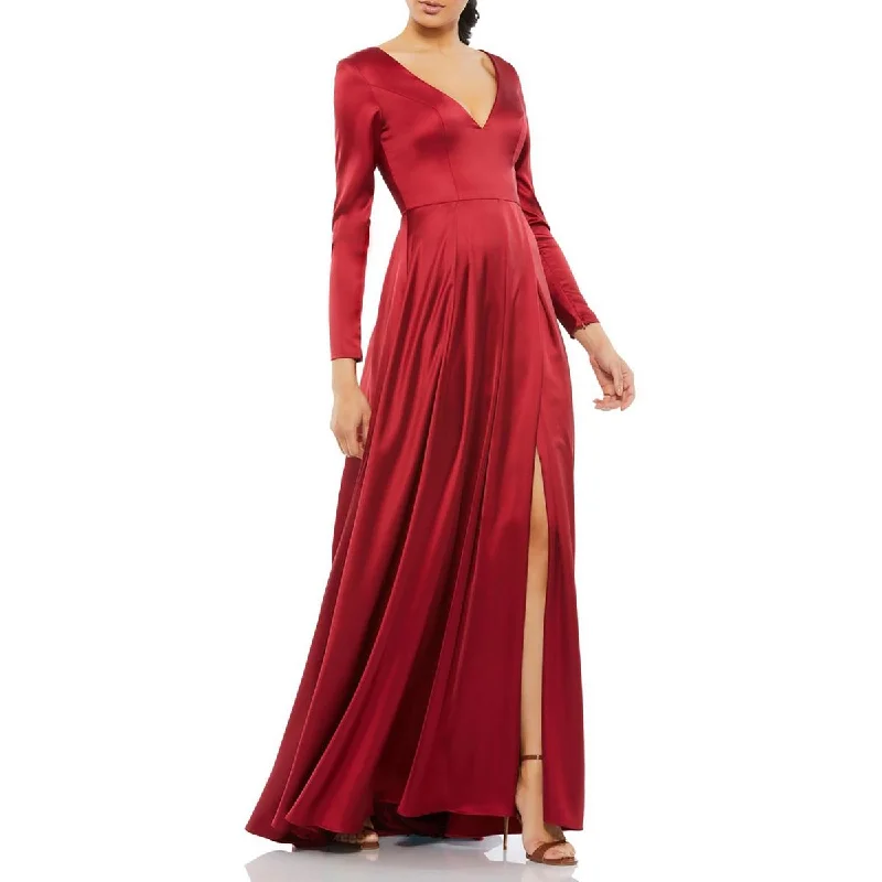Ieena for Mac Duggal Womens Satin Pleated Evening Dress Tunics Versatile stylish