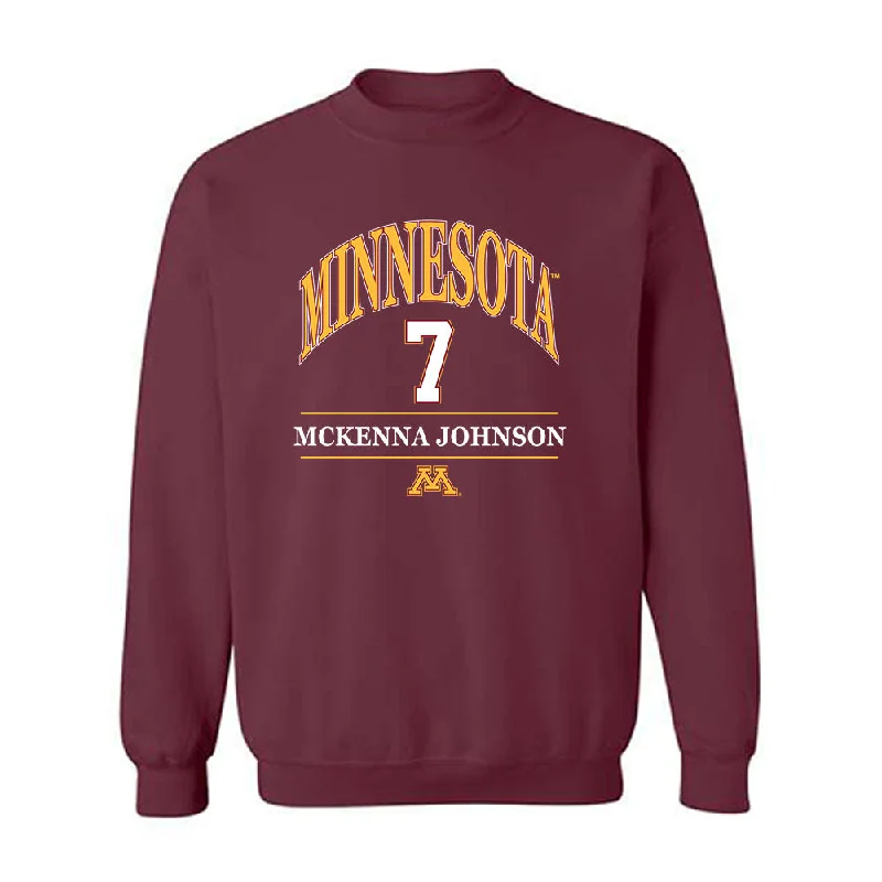 Minnesota - NCAA Women's Basketball : McKenna Johnson - Classic Fashion Shersey Crewneck Sweatshirt Hoodie with Hem Embroidery Detailed Premium