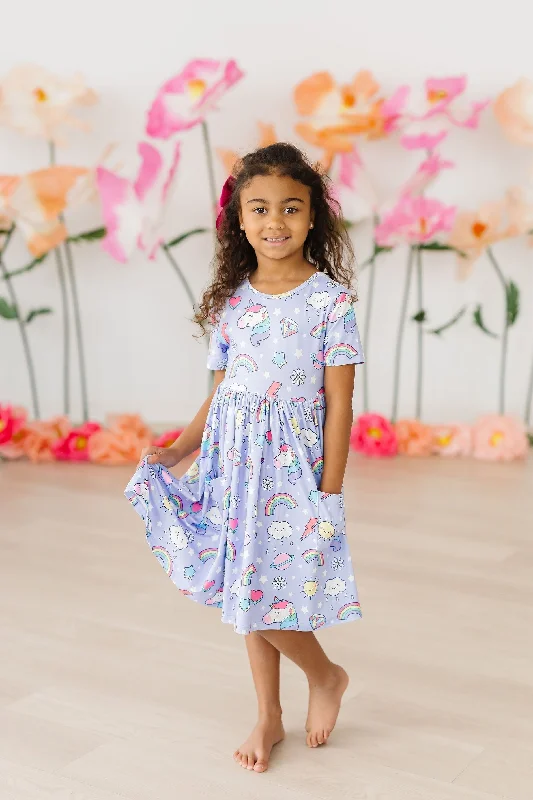 Galactic Unicorns S/S Pocket Twirl Dress Tunics Leisure comfortable