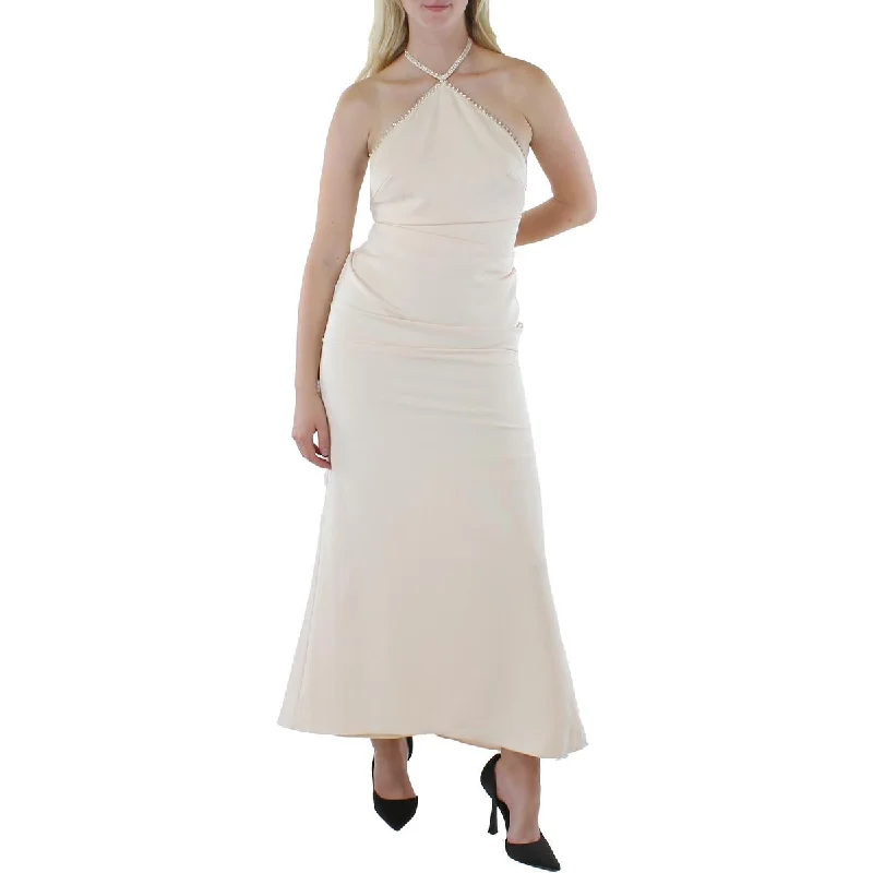 Ieena for Mac Duggal Womens Embellished Halter Evening Dress Tunics Custom made
