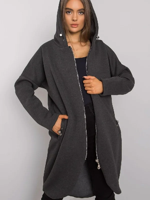 Sweatshirt Rue Paris Hoodie with Hem Elastic Stretchable Comfortable